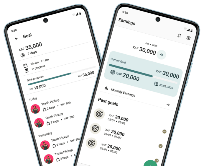 DTRACKER screen showing a collector's monthly collection goals and progress